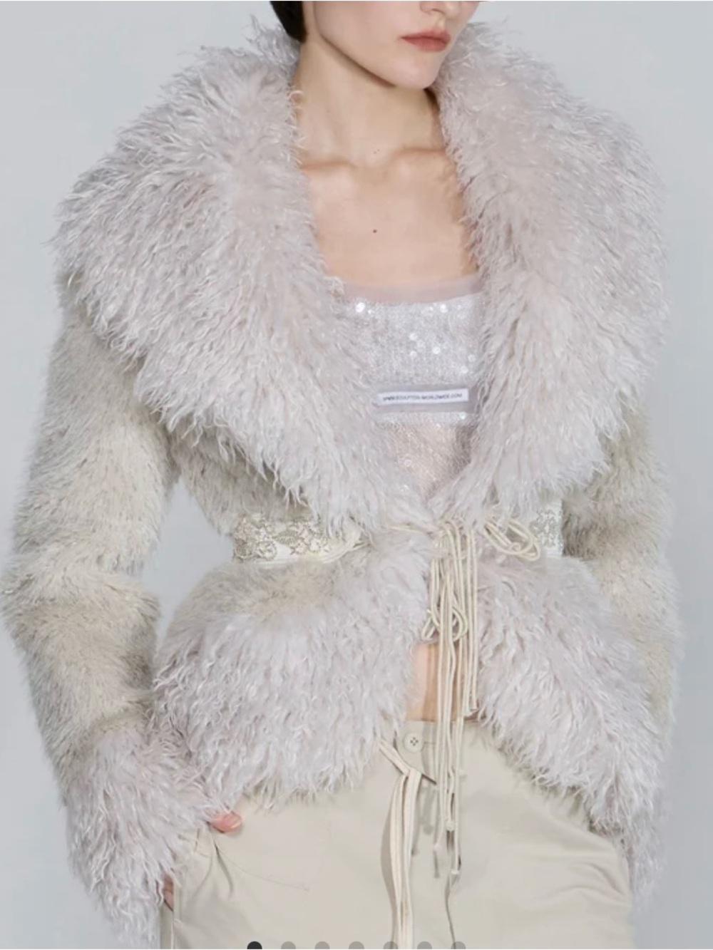 Sculptor beaded belt reversible fur/suede coat. As seen on Jennie!